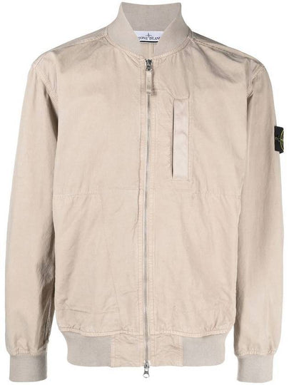 Men's Cupro Cotton Twill TC Bomber Jacket Beige - STONE ISLAND - BALAAN 2