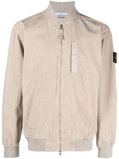 Men's Cupro Cotton Twill TC Bomber Jacket Beige - STONE ISLAND - BALAAN 1