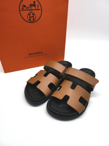 Chypre Sandals Calfskin Brown H222299Z - HERMES - BALAAN 1