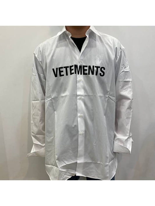 Front Logo Cotton Long Sleeve Shirt White - VETEMENTS - BALAAN 2