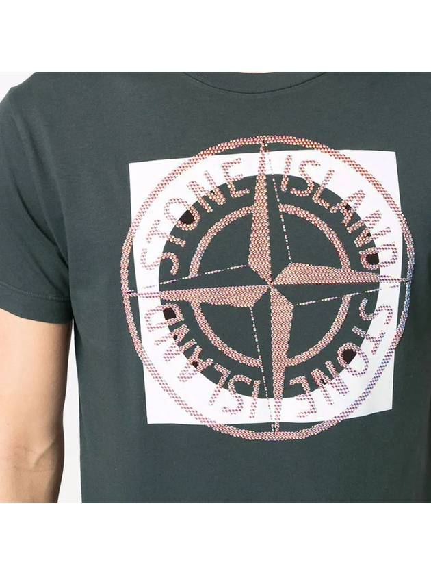 Compass Logo Printing Short Sleeve T-Shirt Blue - STONE ISLAND - BALAAN 4