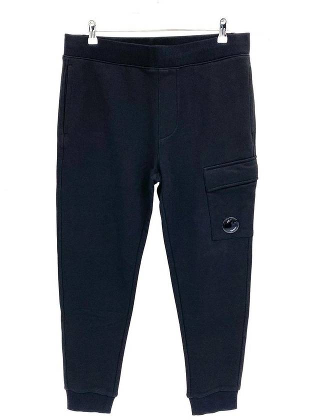 Men's Lens Wappen Diagonal Fleece Jogger Track Pants Black - CP COMPANY - BALAAN 2