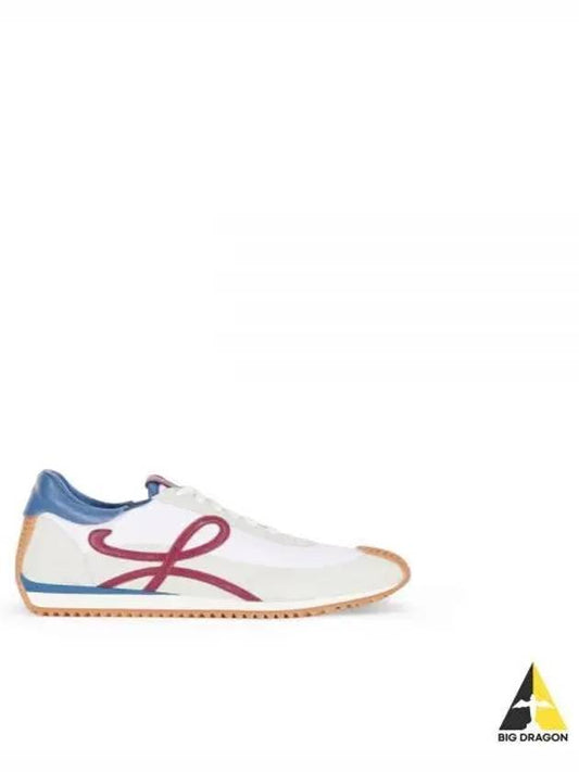 Flow Runner Nylon Suede Low Top Sneakers White Denim Raspberry - LOEWE - BALAAN 2