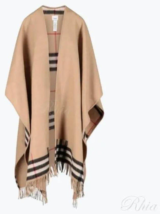 Reversible Check Wool Cashmere Cape Beige - BURBERRY - BALAAN 2