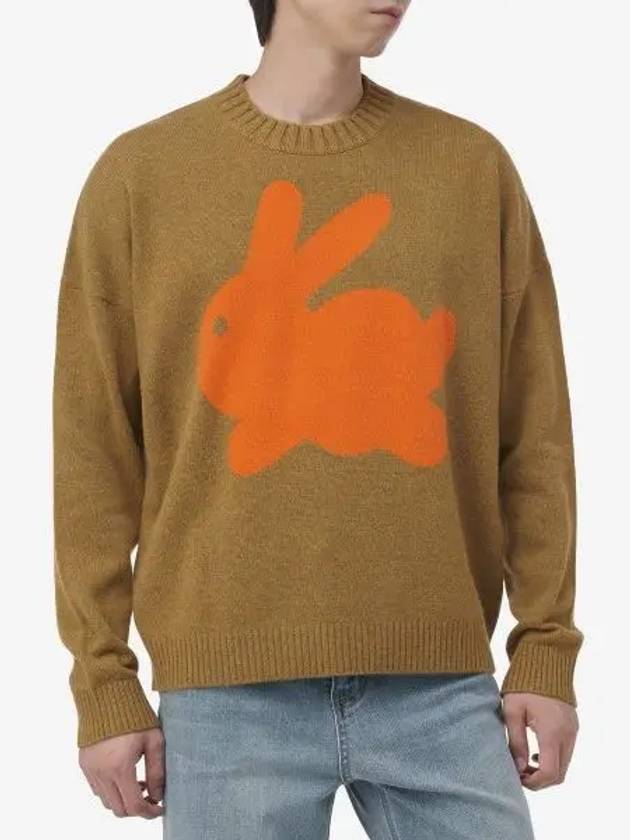 Bunny Print Wool Blend Knit Top Camel - JW ANDERSON - BALAAN 2