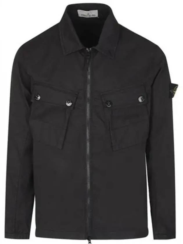 Men's Wappen Patch Two-Pocket Overshirt Zip-Up Jacket Black - STONE ISLAND - BALAAN 2