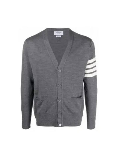 Men's Sustainable Classic Diagonal Wool Cardigan Medium Grey - THOM BROWNE - BALAAN 2