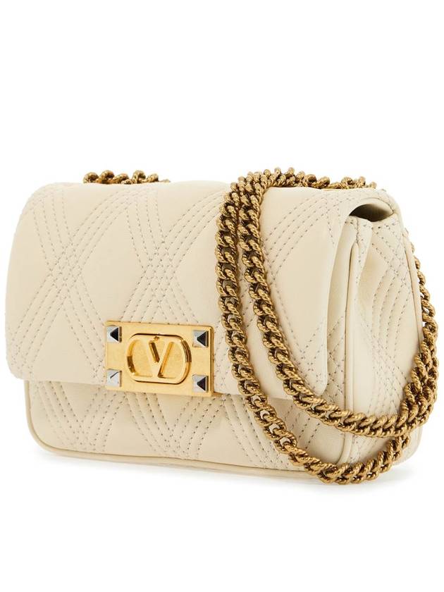 small shoulder bag in leather with golden chain butter white - VALENTINO - BALAAN 3