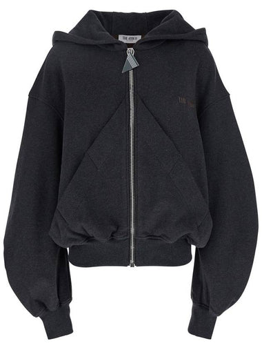 Grey Sweatshirt With Hood And Logo Lettering On The Front In Cotton Woman - THE ATTICO - BALAAN 1