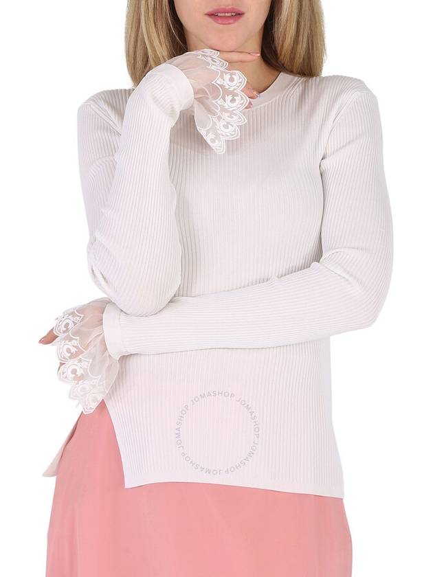 Chloe Ladies Ribbed Knit And Organza Embellished Sweater, Size Medium - CHLOE - BALAAN 1