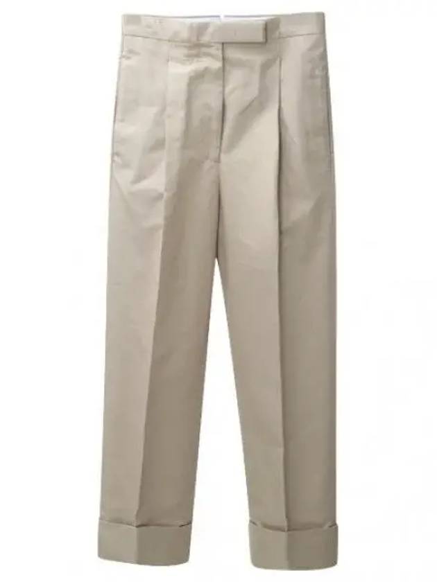 Pants High Waist RWB Trim Cotton Twill Pants - THOM BROWNE - BALAAN 1