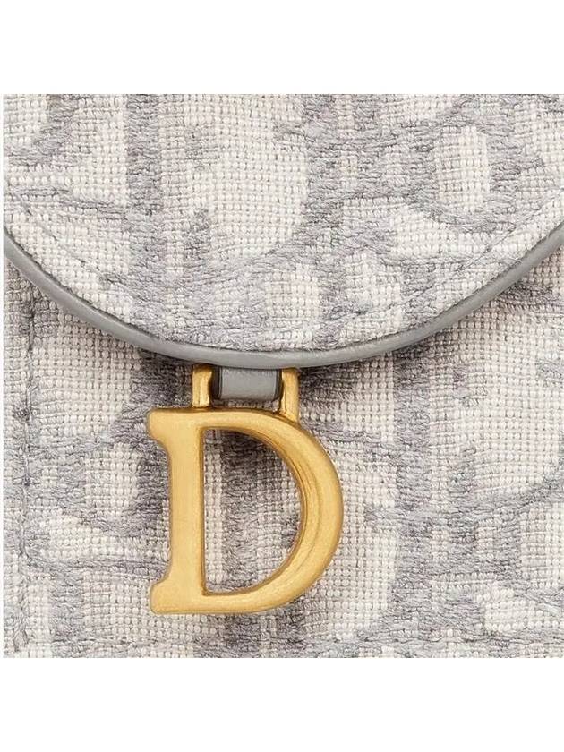 Oblique Jacquard Saddle Flap Compact Zipper Card Wallet Grey - DIOR - BALAAN 7