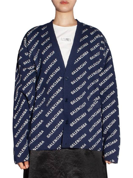 Mini Allover Logo Knit Cardigan Blue - BALENCIAGA - BALAAN 2