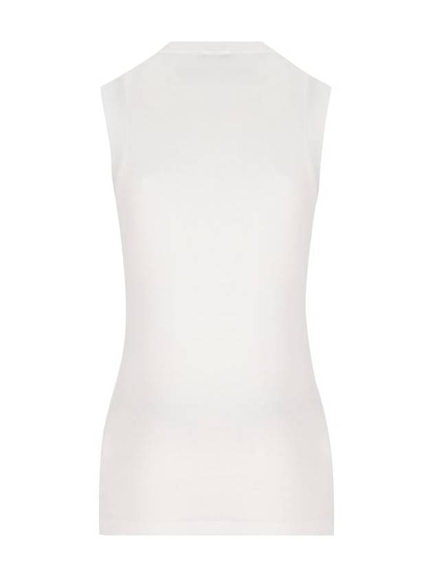 Rhinestone V-neck Sleeveless White - BRUNELLO CUCINELLI - BALAAN 3