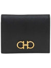 Gancini Compact Half Wallet Black - SALVATORE FERRAGAMO - BALAAN 3