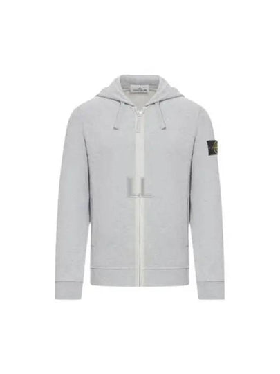 Logo Cotton Zip-Up Hoodie Dust Grey Melange - STONE ISLAND - BALAAN 2