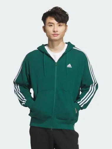 Essential Loose Fit 3S French Terry Full Zip Hoodie Men s Collegiate Green JH1040 693422 - ADIDAS - BALAAN 1