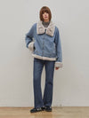 Denim Eco Mink Fur Jacket Indigo - RYUL+WAI: - BALAAN 3