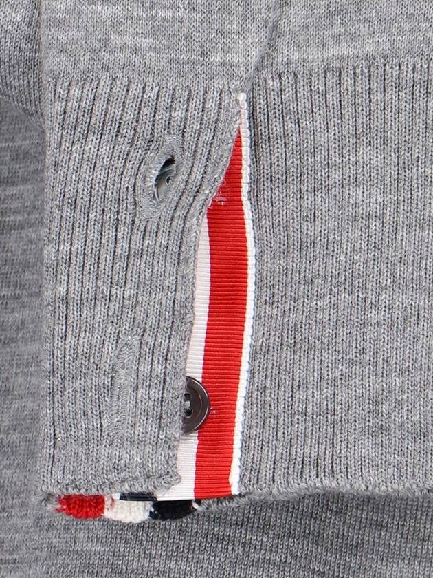 Intarsia Stitch Crew Neck Merino Wool Knit Top Light Grey - THOM BROWNE - BALAAN 6