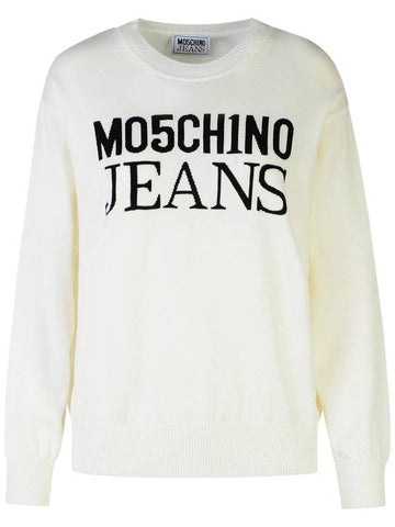 Moschino Jeans White Cotton Sweater - MOSCHINO - BALAAN 1