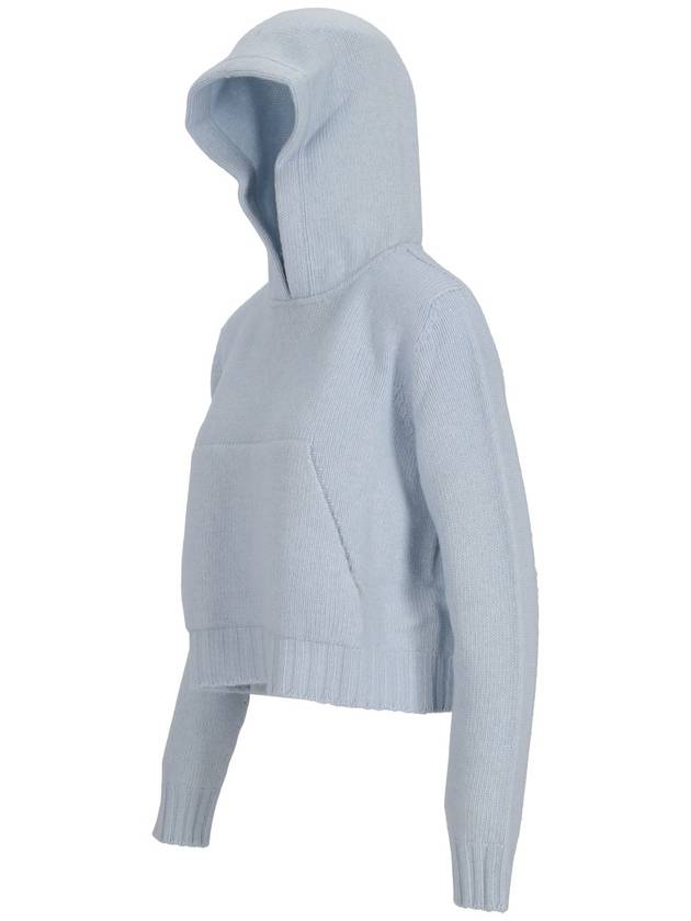 CURVED LOGO KNIT HOODY BABY BLUE - OFF W - PALM ANGELS - BALAAN 4