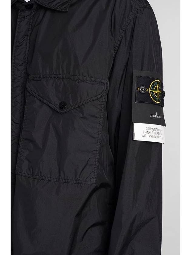 Logo Patch Zip Up Jacket Black - STONE ISLAND - BALAAN 6