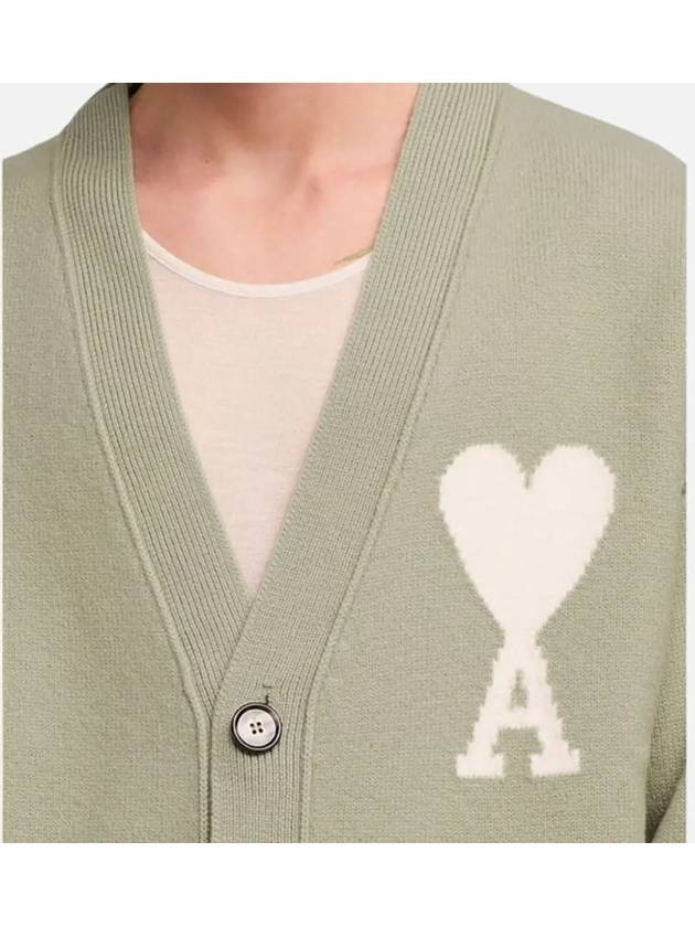 De Coeur Logo Wool Cardigan Green - AMI - BALAAN 3