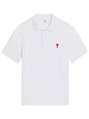 Small Heart Logo Polo Shirt White - AMI - BALAAN 2