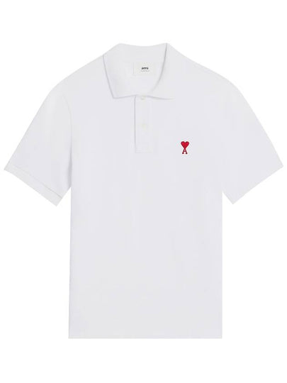 Small Heart Logo Polo Shirt White - AMI - BALAAN 2