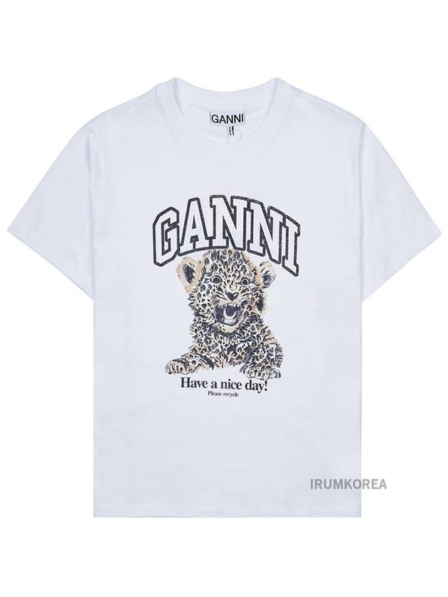 Logo Print Crew Neck Short Sleeve T Shirt White - GANNI - BALAAN 2