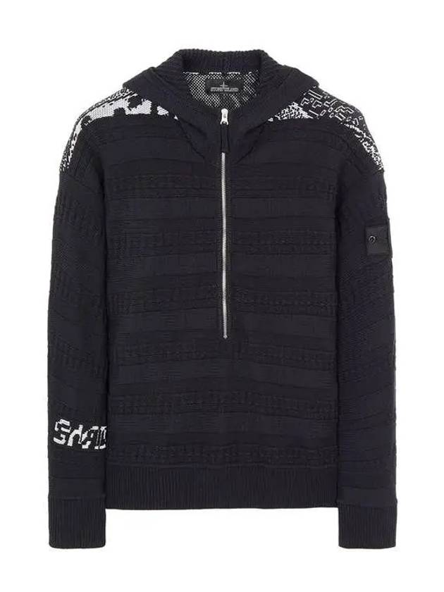 Shadow Knit Half Zipper Hoodie Navy - STONE ISLAND - BALAAN 2