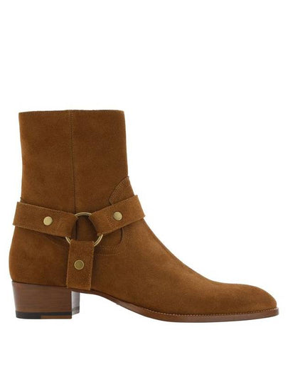 Wyatt Harness Boots in Suede Nut Brown - SAINT LAURENT - BALAAN 2