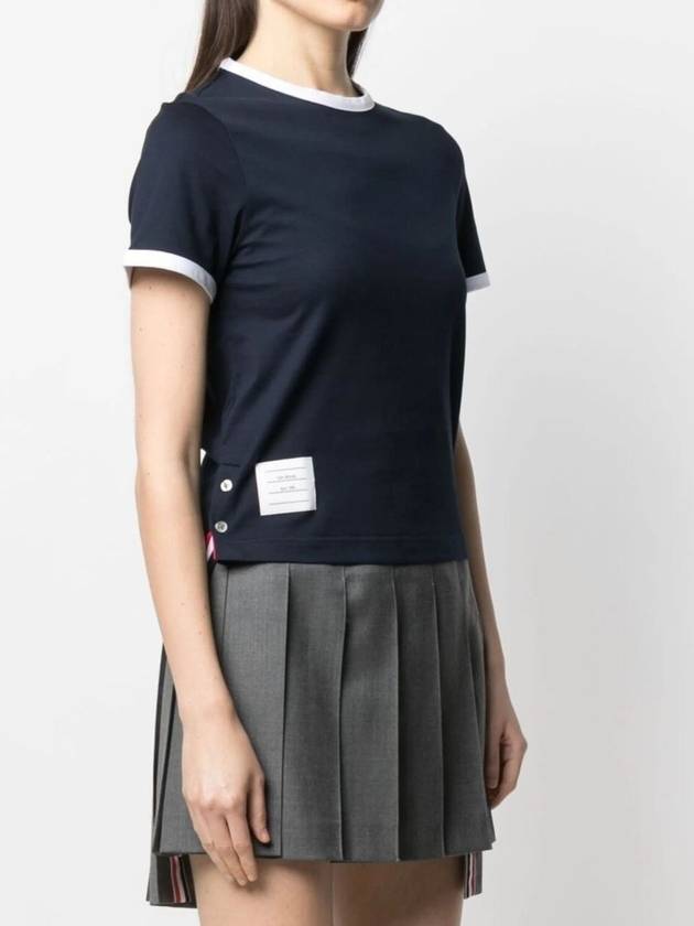 Asymmetric Hem Short Sleeve T-Shirt Navy - THOM BROWNE - BALAAN 4