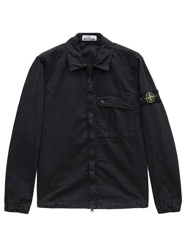 Old Treatment Garment Dyed Overshirt Jacket Black - STONE ISLAND - BALAAN 2