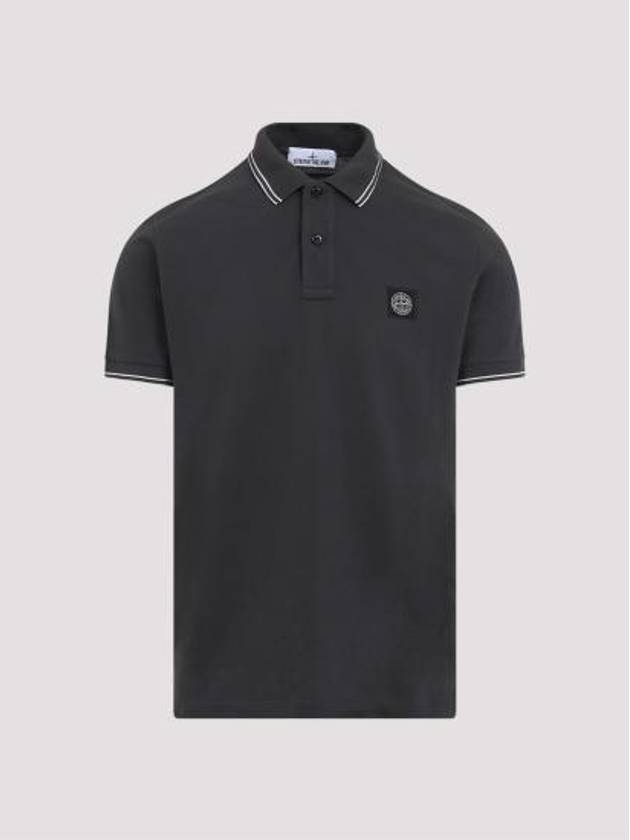 Organic Cotton Elastane Polo Shirt Charcoal Grey - STONE ISLAND - BALAAN 4