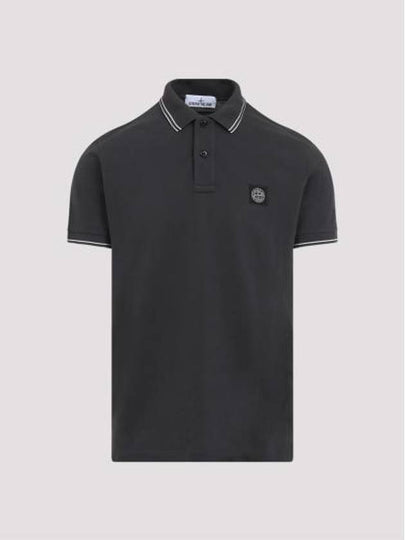 Organic Cotton Elastane Polo Shirt Charcoal Grey - STONE ISLAND - BALAAN 2