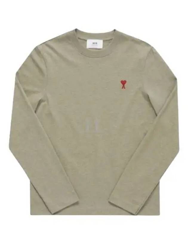 Chain Stitch Heart Logo Long Sleeve T-Shirt Sage Slash - AMI - BALAAN 2