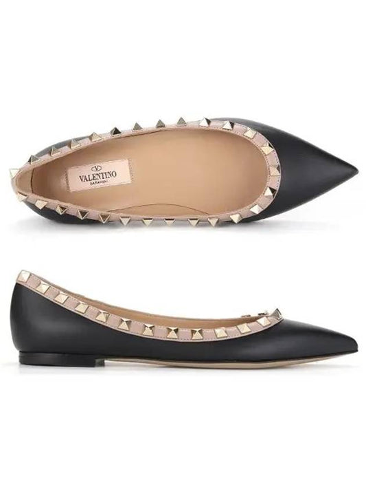 Rockstud Ballerina Flats Black - VALENTINO - BALAAN 2