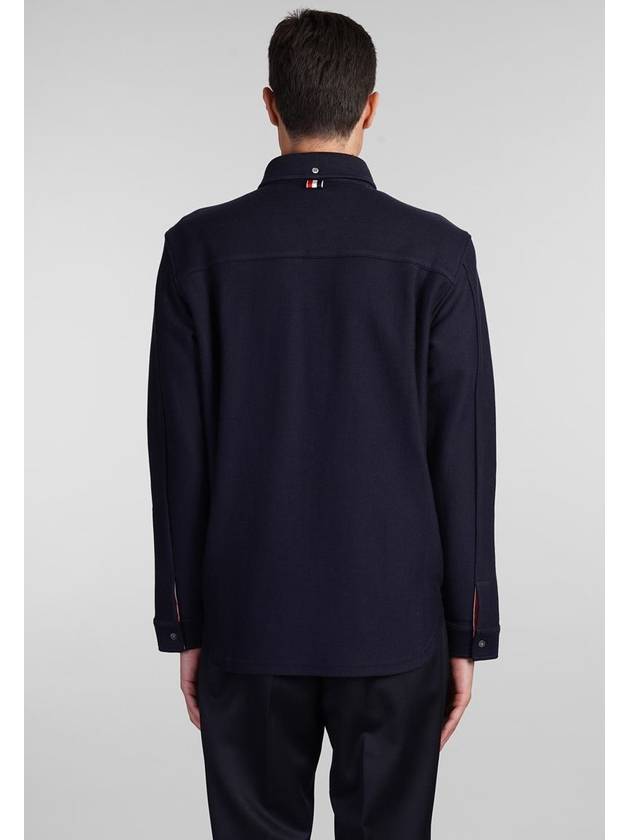 Double Face Knit Long Sleeve Shirt Navy - THOM BROWNE - BALAAN 4