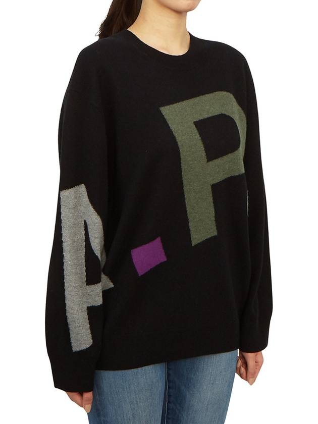 Rosso Intarsia Wool Knit Top Black - A.P.C. - BALAAN 3