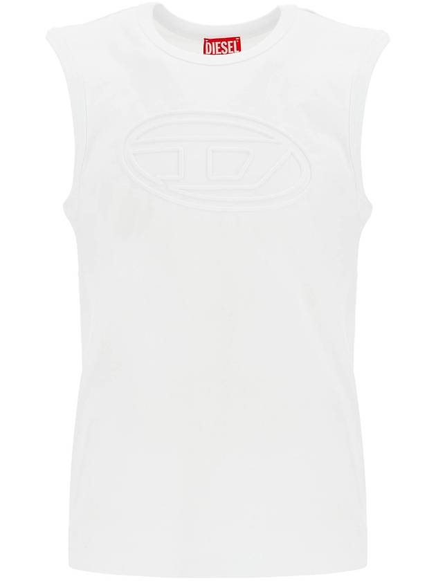 white cotton tank top with wide neckline - DIESEL - BALAAN 1