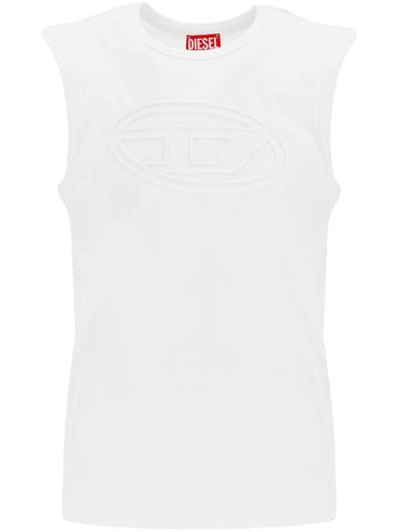 white cotton tank top with wide neckline - DIESEL - BALAAN 1