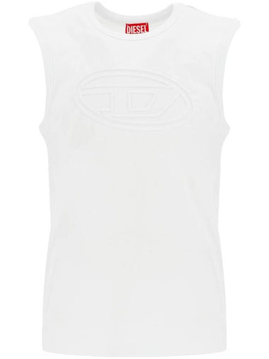 white cotton tank top with wide neckline - DIESEL - BALAAN 1