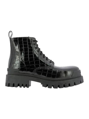 snake texture biker walker boots black - BALENCIAGA - BALAAN 1