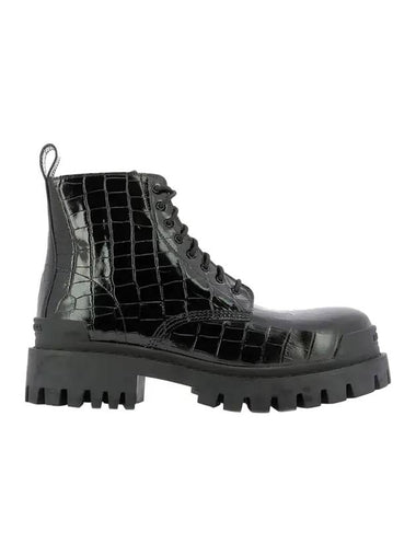 Strike Crocodile Embossed Walker Boots Black - BALENCIAGA - BALAAN 1