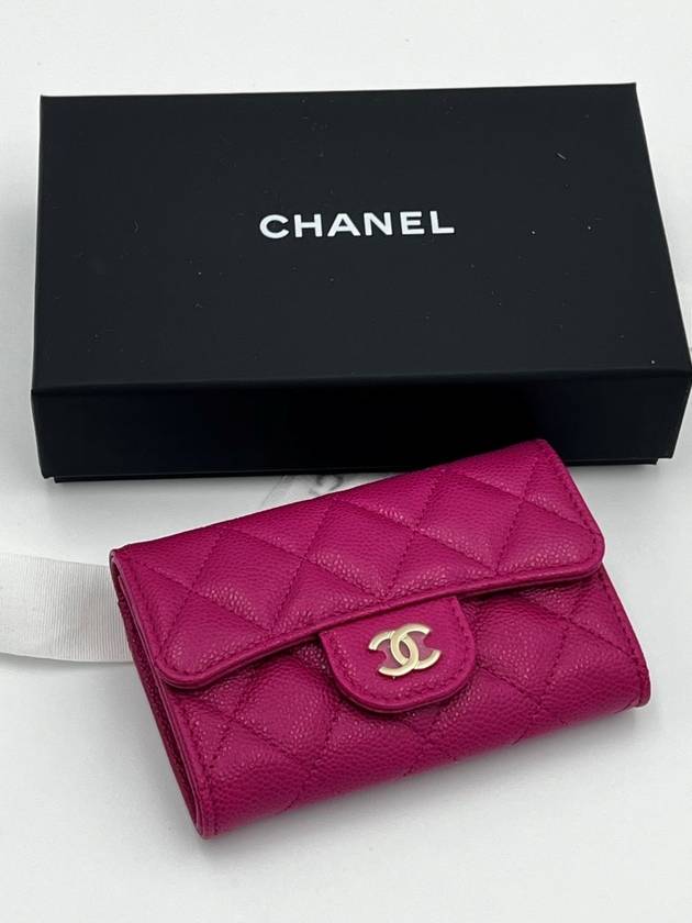 Classic Snap Caviar Card Holder Pink Gold Plated - CHANEL - BALAAN 3