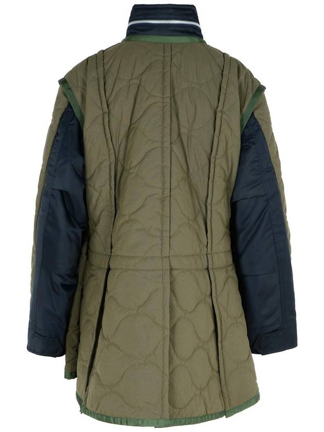 Sacai 'Quilted' Green Polyester Coat - SACAI - BALAAN 3