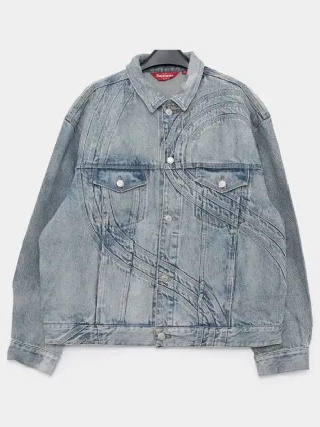 S Logo Trucker Washed Denim Men Jacket SS24J53 WASHD BLUE 270737 1050574 - SUPREME - BALAAN 1