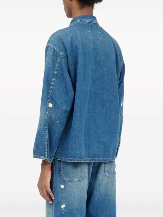 Distressed Denim Cotton Long Sleeve Shirt Navy - MAISON MARGIELA - BALAAN 5