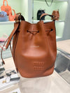 Logo Leather Bucket Bag Cognac - MIU MIU - BALAAN 2